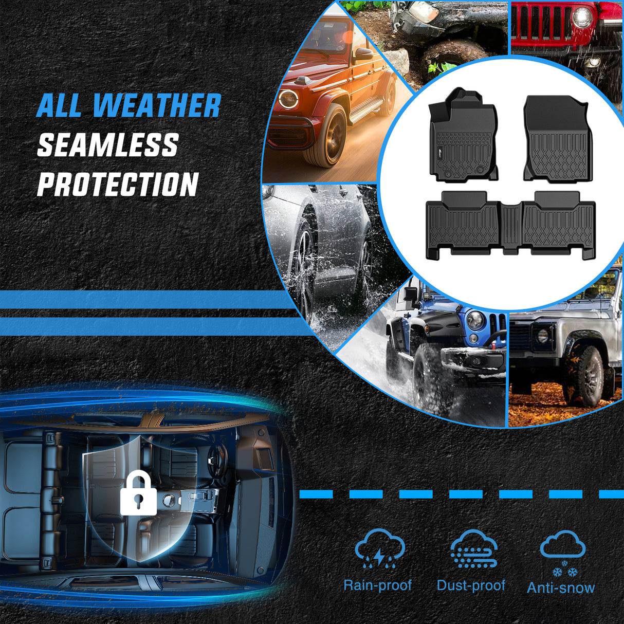 Floor Mats for Toyota RAV4 2013 2014 2015 2016 2017 2018 All Weather Custom Fit Heavy Duty Floor Liners