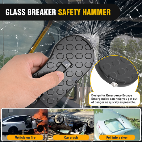 Nilight Car Door Step for Roof Access Universal Car Step Hook for Roof SUV Trucks Folding Aluminum Alloy Vehicle Door Latch Step Pedal With Glass Breaker Safety Hammer, Max Load 400lbs, 1 Pack Black