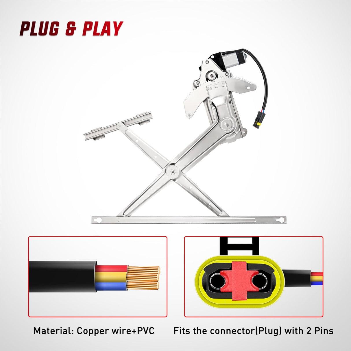 Nilight 741-753 Power Window Regulator and Motor Front Driver Side Compatible with Dodge Ram 1500 1994 1995 1996 1997 1998 1999 2000 2001,Ram 2500 3500 1994-2002,Front Left Side