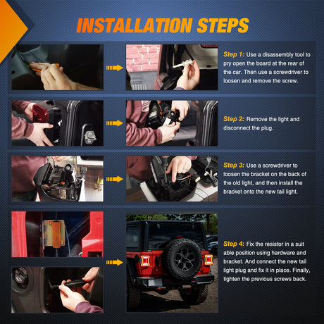 Tail Brake Turn Reverse Lights 2018-2023 Jeep Wrangler JL Red White Tail Lights