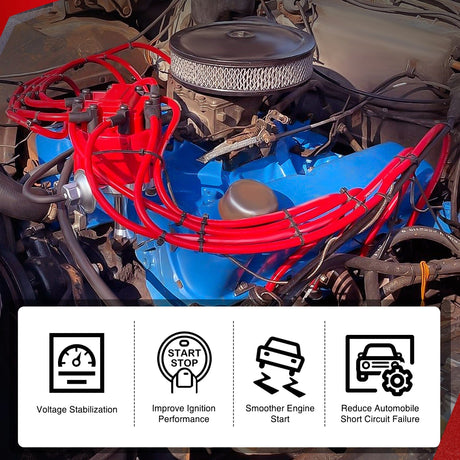 Wiring Harness Kit Spark Plug Wire 10.5 mm Straight Boots High Performance Ignition Wire Compatible with Chevy SBC BBC 305 350 454 Electronic V8 Engine with HEI Distributor