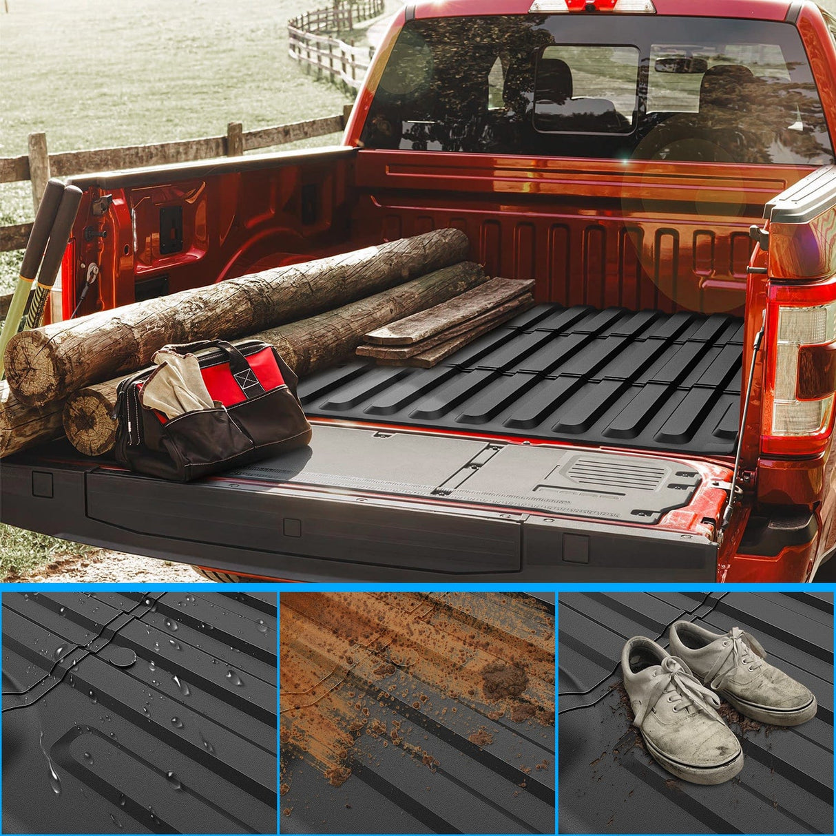 Nilight Truck Bed Mat 5.7FT for 19-24 25 Dodge Ram 1500, TPE Anti-Slip Vehicle Cargo Bed Liner Mat for 2019 2020 2021 2022 2023 2024 2025 Dodge Ram 1500, All Weather Protection for Your Truck