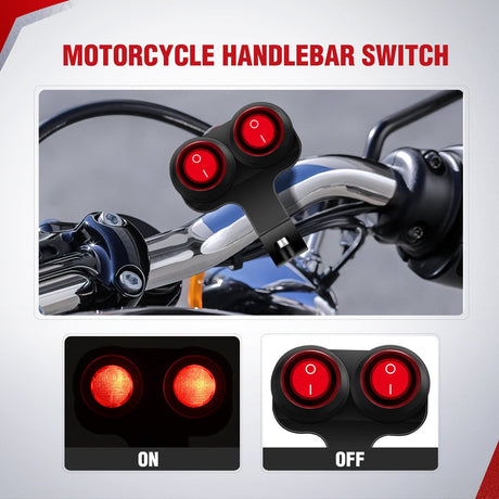 Vehicle Parts & Accessories Motorcycle Handlebar Switch Plug and Play 12V ATV Light Switches Dual Push Button Waterproof ON Off for UTV Driving Lights Fits 22mm Handlebars
