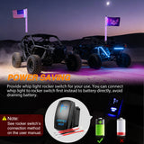 RGB Whip Light 1PC 5FT Lighted Antenna Whips with Remote & App Control DIY Chasing Patterns Brake Reverse Lights for ATV UTV Polaris RZR Can-am Dune Buggy Pickup Trucks Jeep