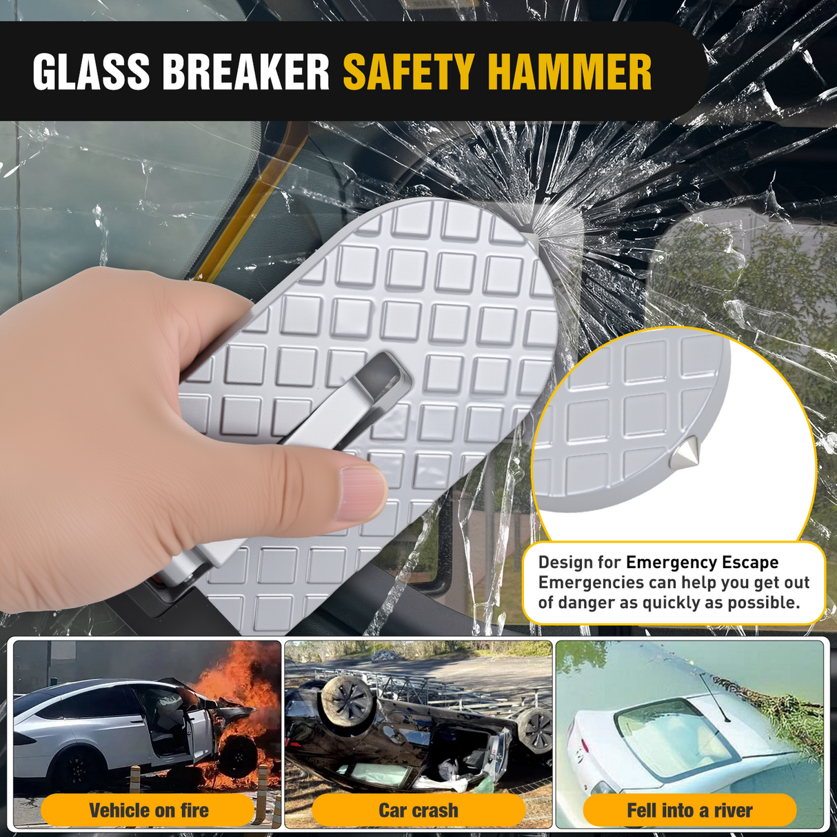 Nilight Car Door Step for Roof Access Universal Car Step Hook for Roof SUV Trucks Folding Aluminum Alloy Vehicle Door Latch Step Pedal With Glass Breaker Safety Hammer, Max Load 400lbs, 2 Pack Gray