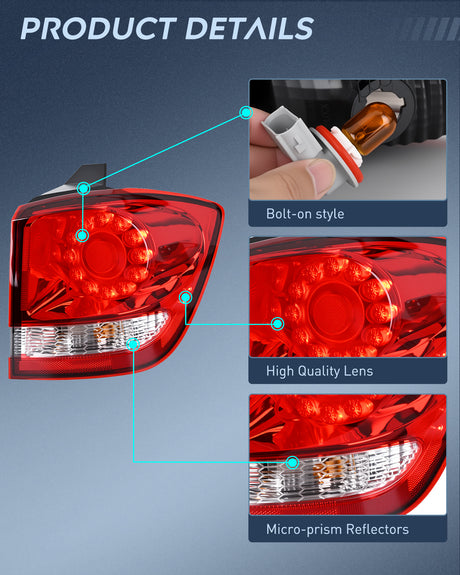 Nilight Taillight Assembly Compatible with 2011 2012 2013 2014 2015 2016 2017 2018 2019 2020 Dodge Journey Outer Tail Light Right Passenger Side