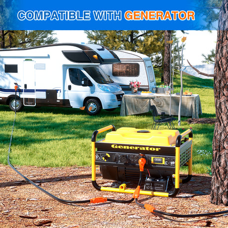 Nilight 50 Amp to 15 Amp RV Y Splitter Adapter Cord 50A Male Plug to Two 15A Female 125V Household Outlet NEMA 14-50P 5-15R Pure Copper STW 10 AWG Cable for RV Camper Generato