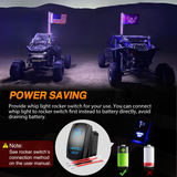 RGB Whip Light 1PC 3FT Lighted Antenna Whips with Remote & App Control DIY Chasing Patterns Brake Reverse Lights for ATV UTV Polaris RZR Can-am Dune Buggy Pickup Trucks Jeep