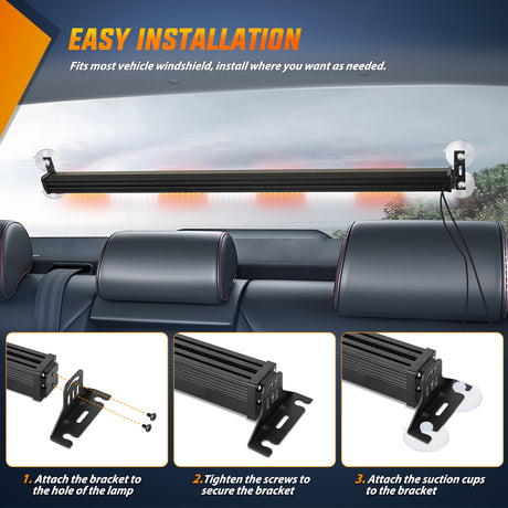 Nilight 144LED Traffic Advisor Strobe Light Bar with Controller Red White Emergency Warning Lights Hazard Interior Front/Rear Windshield Flashing for Cars Plow Trucks Construction Vehicles