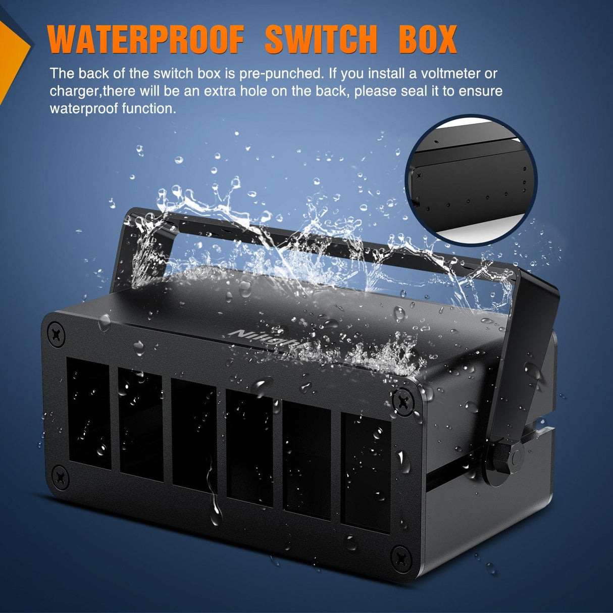 Nilight 6 Gang Rocker Switch Box 6 Holes Panel Detachable Installation Housing Waterproof Aluminum Rotatable Mount Bracket 12V 24V DIY Toggle Switches Voltmeter USB Socket for Boats Cars RVs Trucks