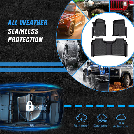 Floor Mat 2019 2020 2021 2022 2023 2024 2025 Chevy Silverado 1500 / GMC Sierra 1500 / 2020 2021 2022 2023 2024 2025 Chevrolet Silverado / GMC Sierra 2500HD 3500HD Crew Cab TPE Floor Mats