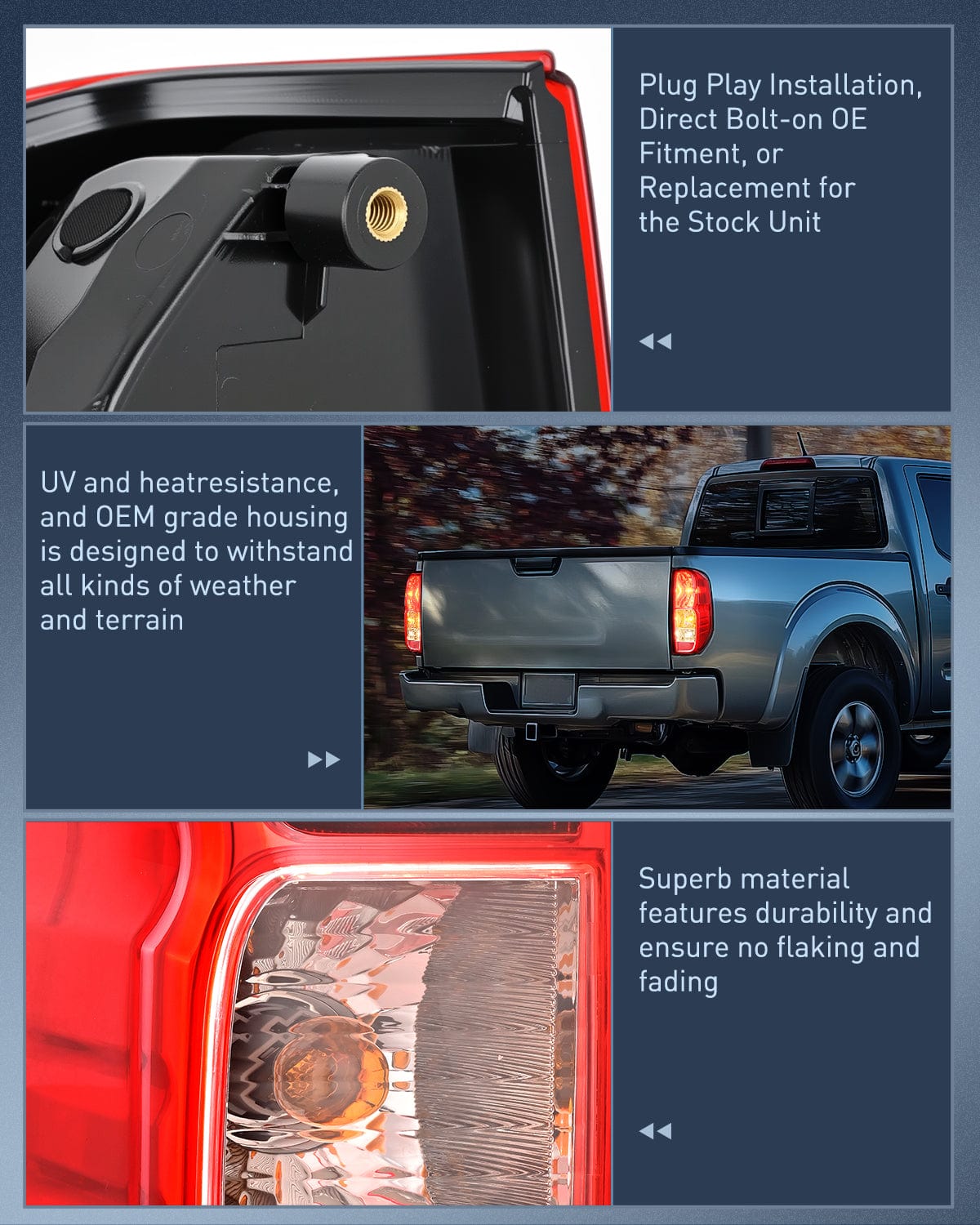 Nilight Taillight Assembly Compatible with 2005 2006 2007 2008 2009 2010 2011 2012 2013 2014 2015 2016 2017 2018 2019 2020 2021 Nissan Frontier and 2009-2012 Suzuki Equator Driver and Passenger Side