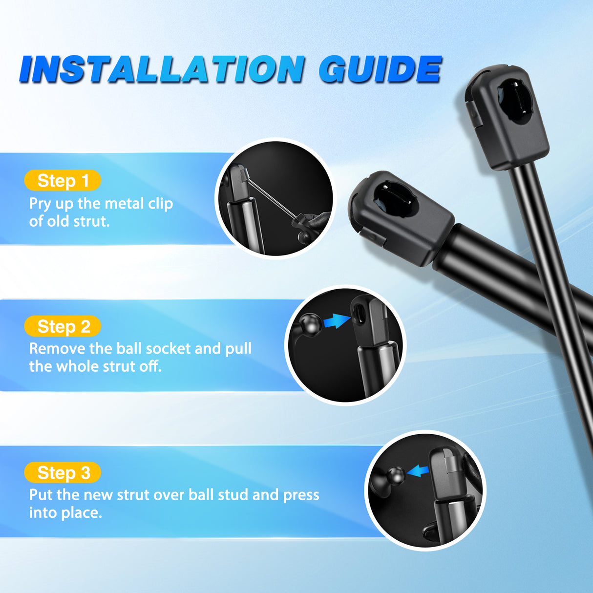 Nilight Rear Hatch Struts 6151 for Chevy Tahoe Suburban 1500/2500 2005-2006, Tailgate Lift Supports Rear Door Shocks 24 Inch for GMC Yukon XL 1500/2500 Denali 2005-2006 Sport Utility, 2PCS Set Rod