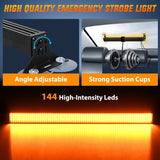 Nilight 144 LED Strobe Traffic Advisor Light Bar Amber with Controller 2 in 1 Automotive Emergency Warning Flashing Police Windshield Lights Bars for Cars Tow Plow Trucks Construction Vehicles