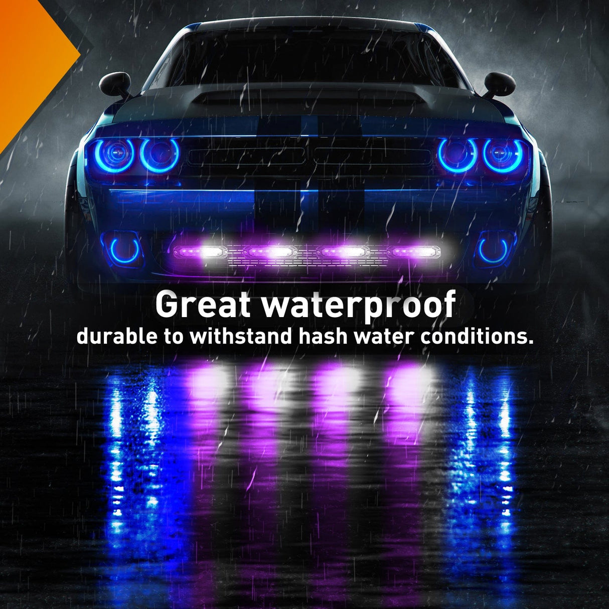 Nilight 4PCS 6 LED Purple and White Emergency Warning Strobe Lights