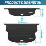 Nilight 2019-2023 Jeep Cherokee Accessories Retractable Trunk Cargo Cover With Trunk Storage Net