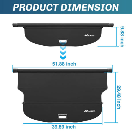 Nilight 2019-2023 Jeep Cherokee Accessories Retractable Trunk Cargo Cover With Trunk Storage Net