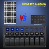 Nilight 8 Gang Rocker Switch Panel Waterproof Pre-Wired Marine with Resettable Circuit Breaker LED Backlight 5A 10A 15A Breakers 12V 24V ON Off 3 PIN Toggle Switches for Car Truck Boat RV