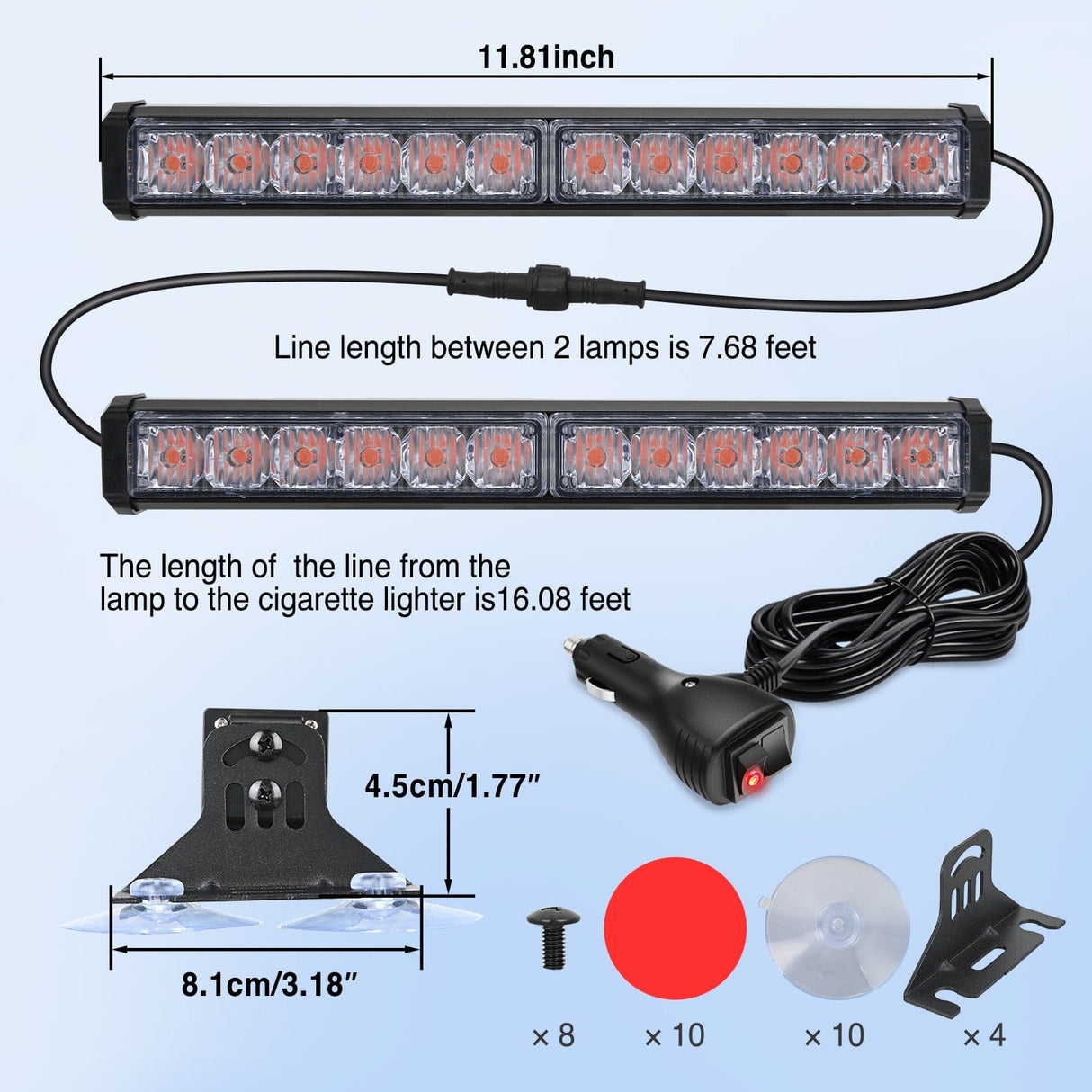 Nilight 24LED Emergency Strobe Traffic Advisor Light Bar 2 in 1 Purple Dash Warning Safety Flashing Lights Front/Rear Windshield Construction Lights for Trucks Cars Plow Police Firefighter Vehicles