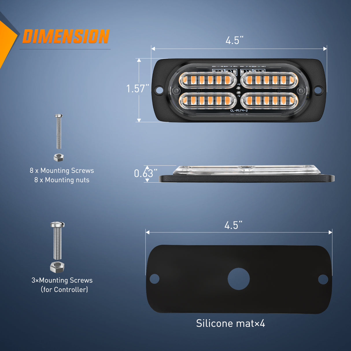 Nilight 4PCS LED Strobe lights 12V 24V Sync Feature Amber 24LED Emergency Hazard Warning Lights with Controller Hard Wire or Cigarette Lighter Plug for Car Truck RVs Campers