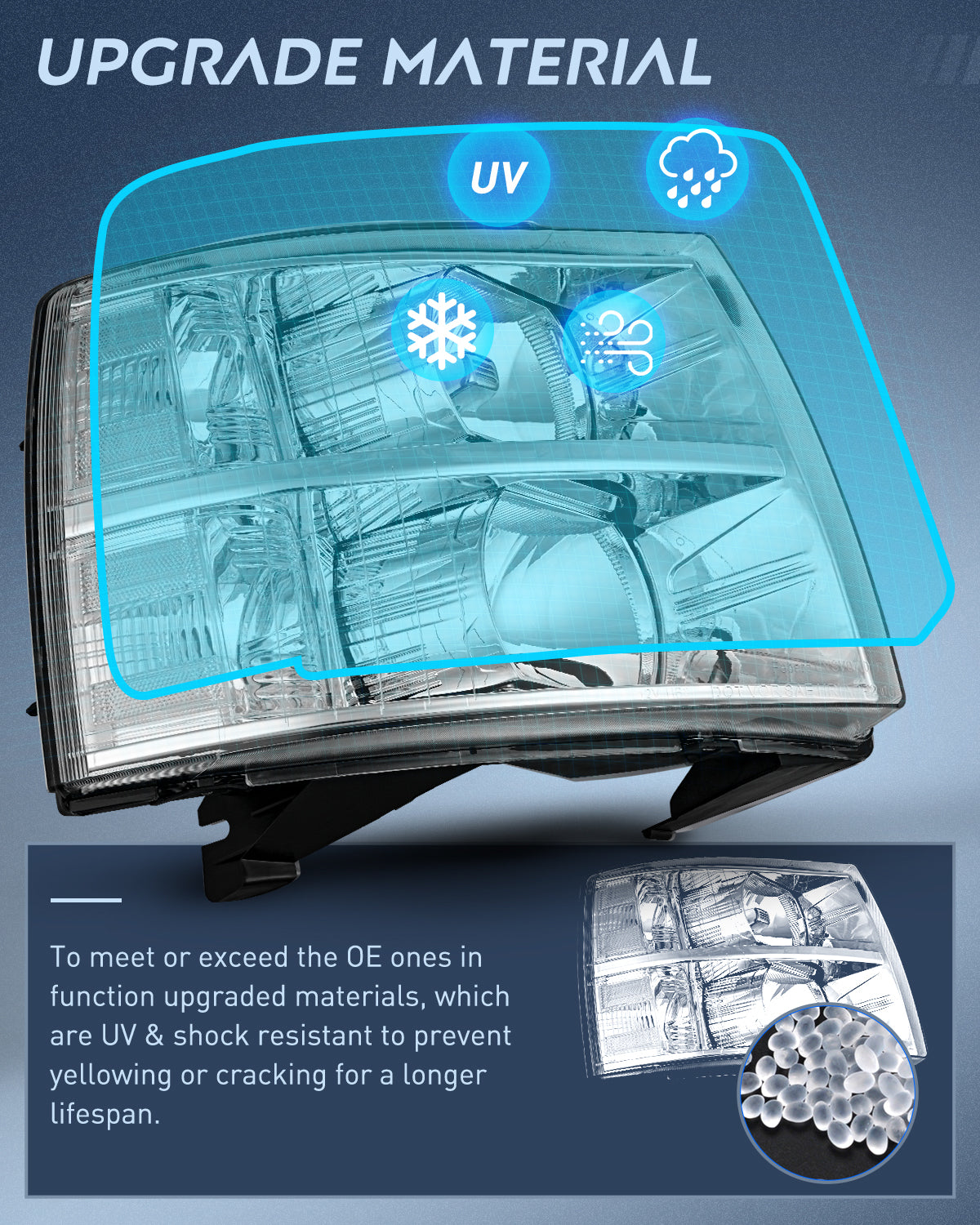 Nilight Headlight Assembly Compatible with 2007 2008 2009 2010 2011 2012 2013 Silverado 1500 2014 2500HD 3500HD Replacement Chrome Housing Clear Reflector