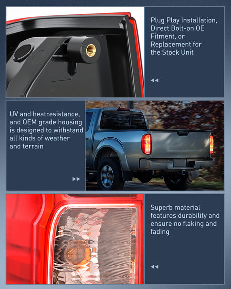 Nilight Taillight Assembly Compatible with 2005 2006 2007 2008 2009 2010 2011 2012 2013 2014 2015 2016 2017 2018 2019 2020 2021 Nissan Frontier and 2009-2012 Suzuki Equator Tail Light Left Driver Side