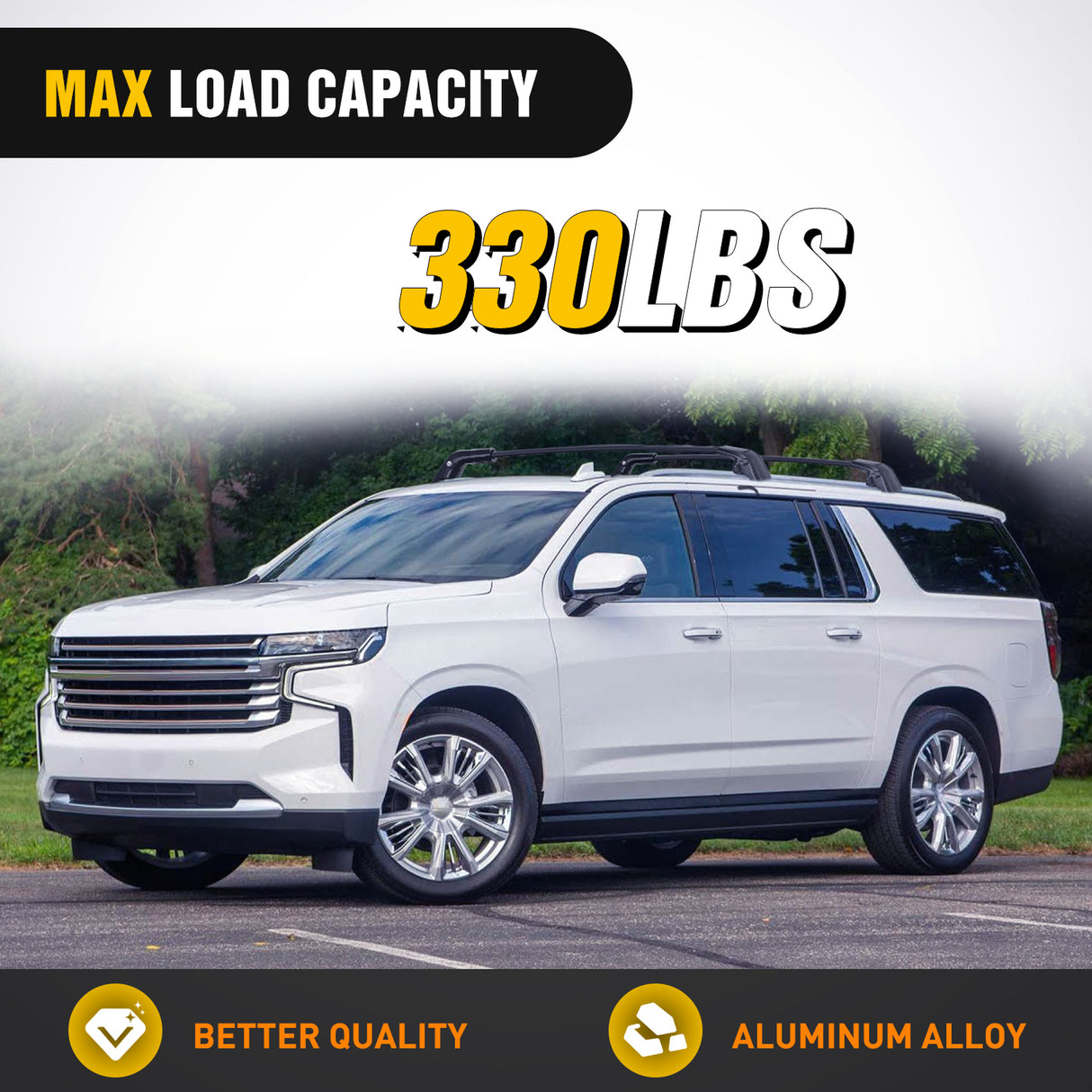 Roof Rack Roof Rack Cross Bars Compatible with Chevrolet Tahoe Suburban GMC Yukon Cadillac Escalade 2021 22 23 2024, Adjustable Aluminum Car Crossbars for Cargo Carrier Luggage Box Kayak Tent Snowboard