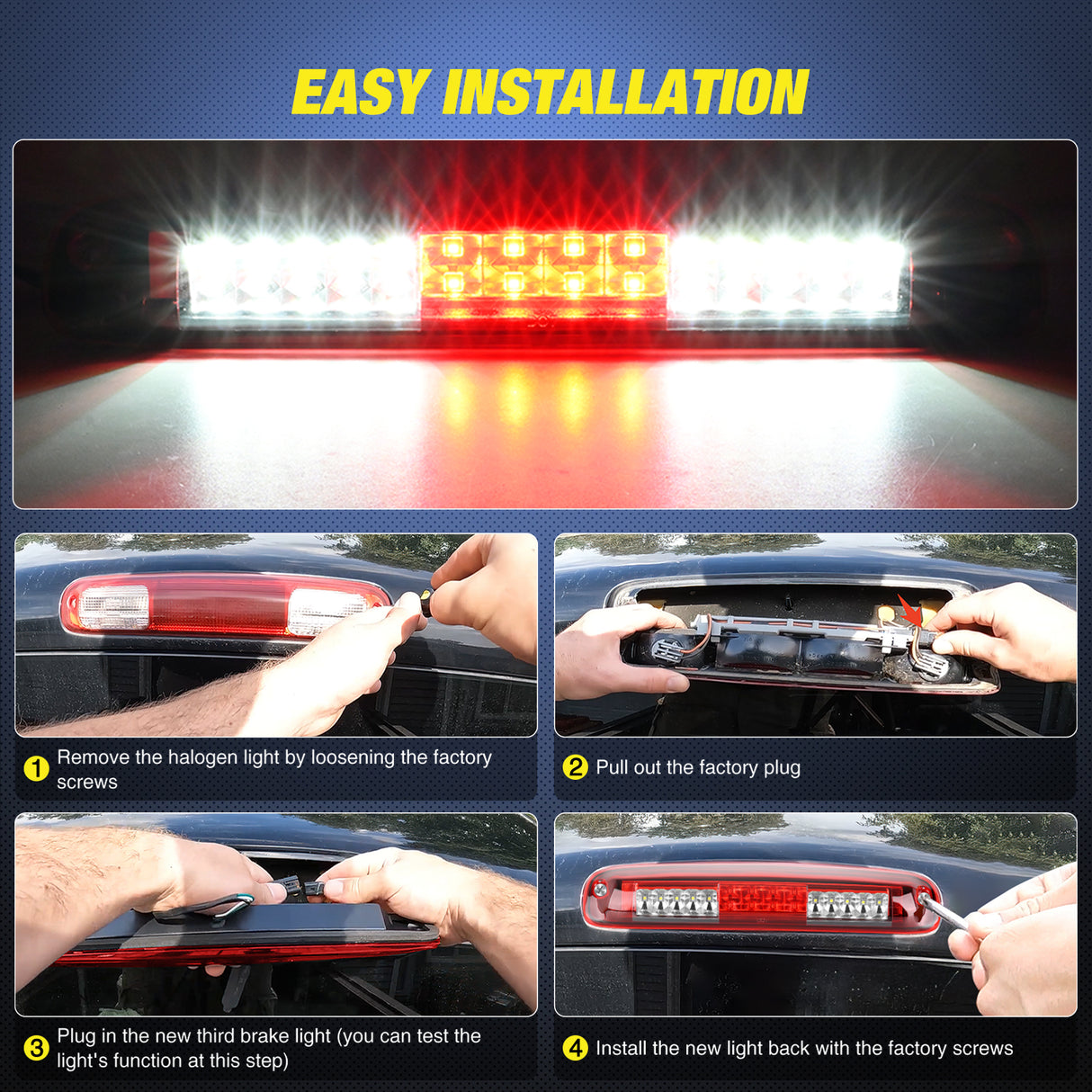 Third Brake Light Third Brake Light Tail High Mount 3rd Stop Cargo Reverse LED Lights Red Shell for Chevy Silverado GMC Sierra 1500 2500 3500HD 2007HD Classic 1999 2000 2001 2002 2003 2004 2005 2006
