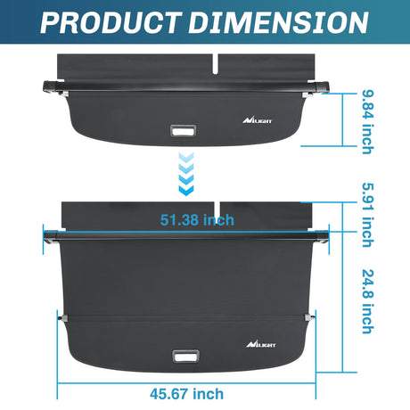 Nilight Cargo Cover Fit for VW Volkswagen Tiguan 2018 2019 2020 2021 2022 2023 2024, Retractable Privacy Security Shield Shade Rear Trunk Cover, with Trunk Storage Net