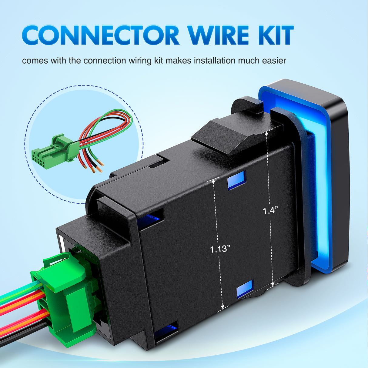ROOF Lights Push Button Switch 12V ON Off Switches with Connector Wire Kit 1.54Inch x 0.83Inch Replacement for Toyota FJ Cruiser Fortuner Ta coma Highlander Tundra 4Runner Prado Land Cruiser