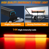 Nilight 144 LED Strobe Traffic Advisor Light Bar Amber Red with Controller 2 in 1 Automotive Emergency Warning Flashing Police Windshield Lights Bars for Cars Tow Plow Trucks Construction Vehicles