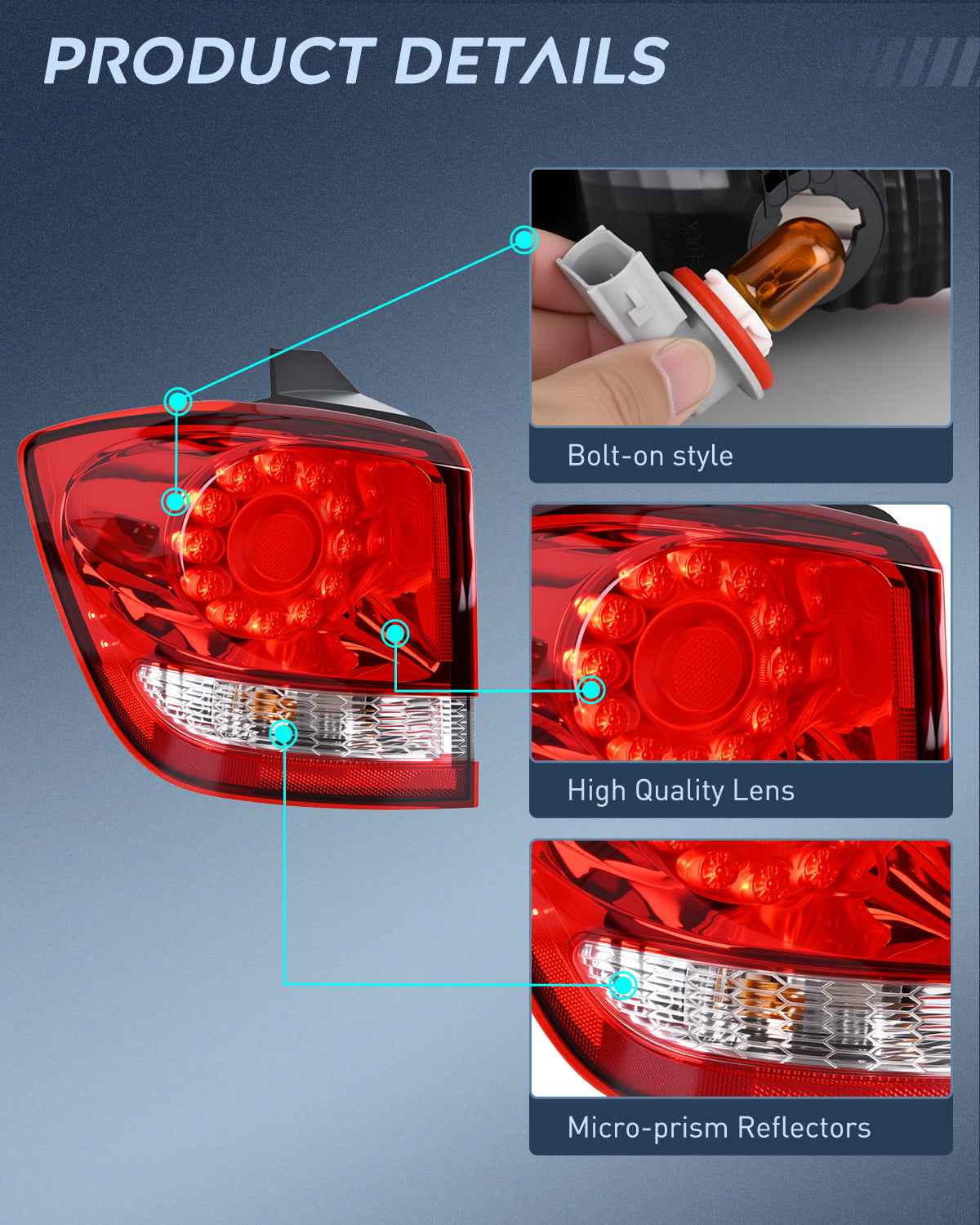 Nilight Taillight Assembly Compatible with 2011 2012 2013 2014 2015 2016 2017 2018 2019 2020 Dodge Journey Outer Tail Light Left Drive Side