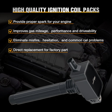 ignition coil pack 6pcs Ignition Coil Pack UF648 Fit for Jeep Dodge Chrysler 2011 2012 2013 2014 2015 2016 Grand Cherokee Wrangler Town&Country Avenge Challenger Charger Durango RAM1500 V6 3.6L