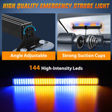 Nilight 144 LED Strobe Traffic Advisor Light Bar Amber Blue with Controller 2 in 1 Automotive Emergency Warning Flashing Police Windshield Lights Bars for Cars Tow Plow Trucks Construction Vehicles