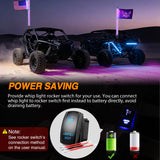 RGB Whip Light 1PC 4FT Lighted Antenna Whips with Remote & App Control DIY Chasing Patterns Brake Reverse Lights for ATV UTV Polaris RZR Can-am Dune Buggy Pickup Trucks Jeep