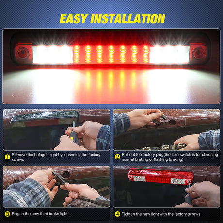 Nilight Third Brake Light Tail High Mount 3rd Stop Cargo Reverse Lights Red Lens Compatible with Chevy GMC C/K Series 1500 2500 3500 1988-2000 Chevrolet Blazer 1992 1993 Chevy Silverado 1994-1998