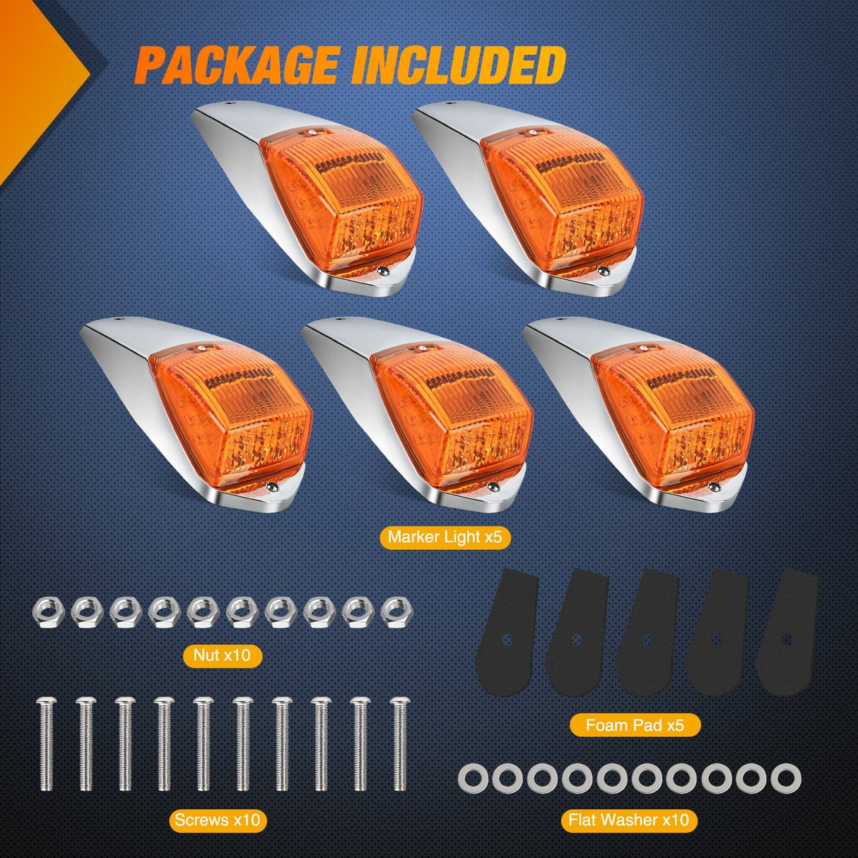 5PCS 17LED Amber Cab Roof Marker Light Nilight
