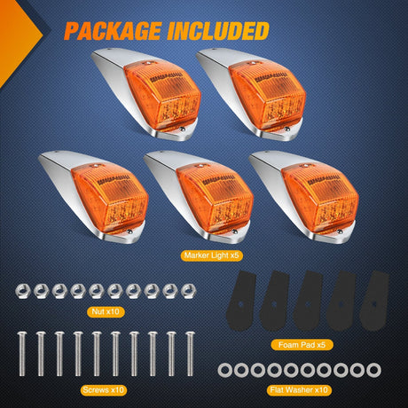 5PCS 17LED Amber Cab Roof Marker Light Nilight