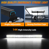 Nilight 144 LED Strobe Traffic Advisor Light Bar White with Controller 2 in 1 Automotive Emergency Warning Flashing Police Windshield Lights Bars for Cars Tow Plow Trucks Construction Vehicles