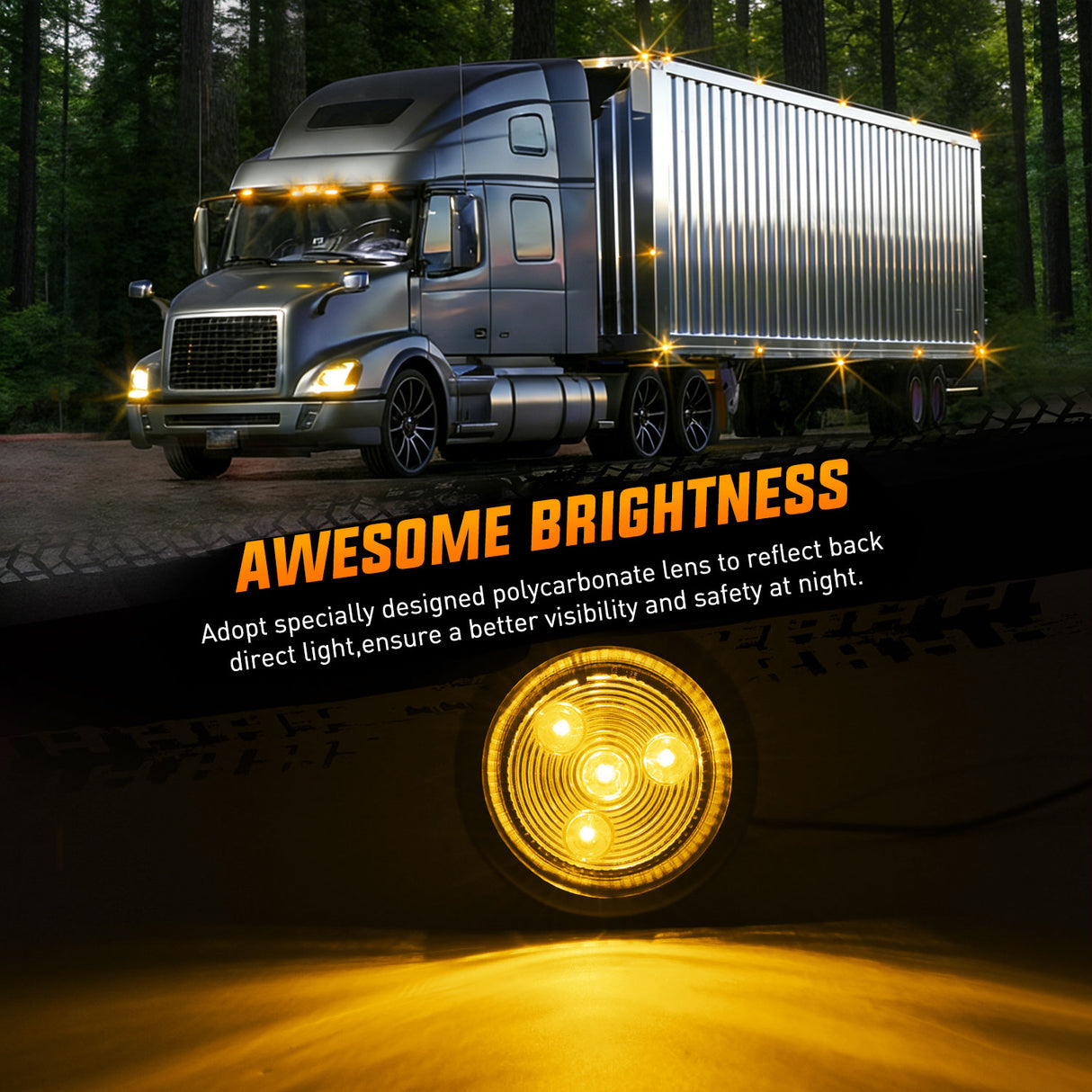 Side Marker Clearance Lights 2 Inch Red Amber Round Side Marker Light (10 Pcs)