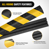 Nilight Rubber Speed Bump, 39.3Inch Heavy Duty 2 Channel Cable Protector Speed Humps for Garage Gravel Roads Asphalt Concrete, 19000 lbs Load Capacity, 2-Pack
