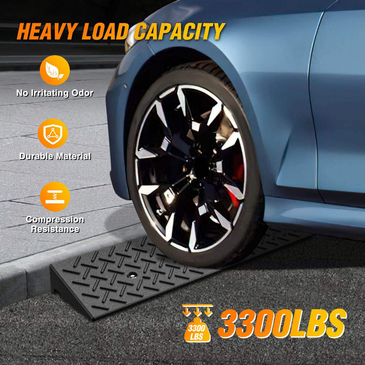 Nilight 3.6Inch Rise Curb Ramps, Heavy Duty Rubber Driveway Threshold Shed Ramp for Sidewalk Cars Lawn Mower Wheelchairs Motorcycles, 3300lbs Load Capacity