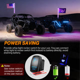 RGB Whip Light 1PC 3FT Lighted Antenna Whips with Remote & App Control DIY Chasing Patterns Brake Reverse Lights for ATV UTV Polaris RZR Can-am Dune Buggy Pickup Trucks Jeep