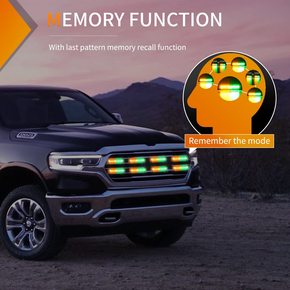 8PCS 12LED Amber Green Emergency Strobe Lights