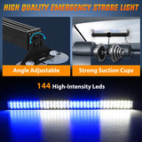 Nilight 144 LED Strobe Traffic Advisor Light Bar Blue White with Controller 2 in 1 Automotive Emergency Warning Flashing Police Windshield Lights Bars for Cars Tow Plow Trucks Construction Vehicles