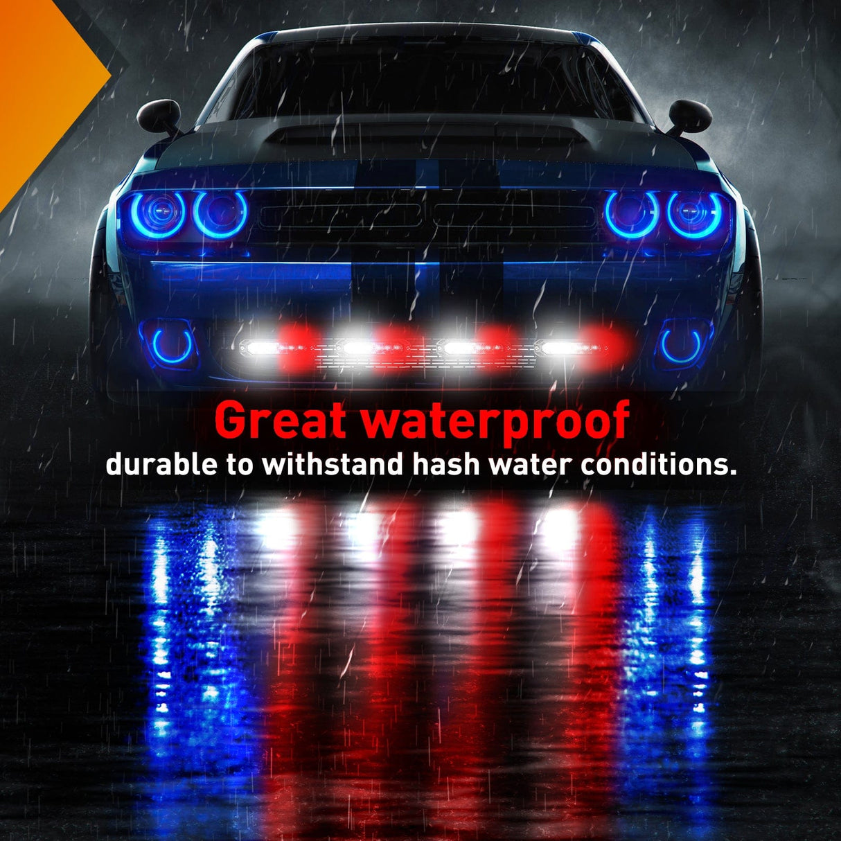 Nilight 4PCS 6 LED Red and White Emergency Warning Strobe Lights