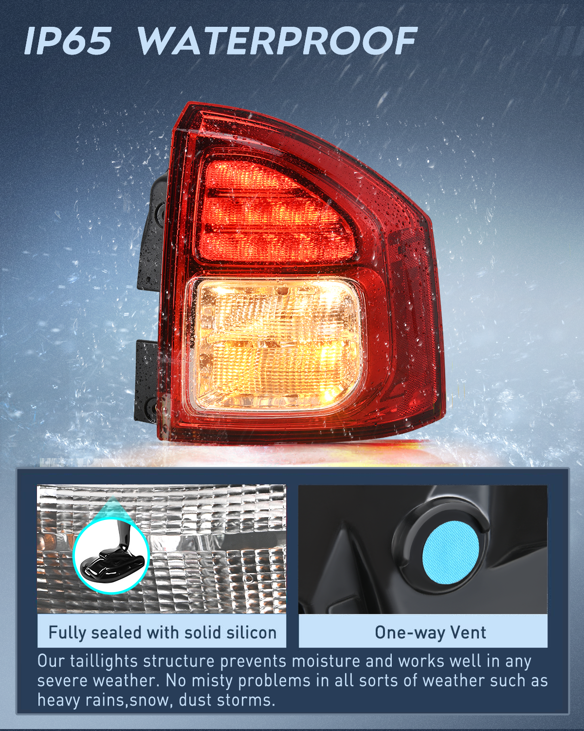 Nilight Taillight Assembly Compatible with 2011 2012 2013 Jeep Compass Tail Light OE Style Rear Lamp Replacement Passenger Side w/Bulbs