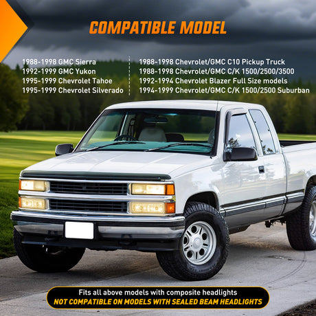 Signal Light Parking Turn Signal Light Compatible with 1988 1989 1990 1991 1992 1993 1994 1995 1996 1997 1998 Chevy GMC C10 C/K 1988-1999 Silverado Suburban Sierra Blazer Tahoe Yukon Front Bumper Lights