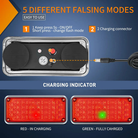 42LED Emergency Strobe Lights For Cars Trucks Van Off Road Vehicles ATV 5 Modes