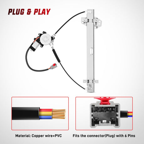 Nilight 748-131 Power Window Regulator and Motor Front Driver Side Compatible with Honda Element 2003 2004 2005 2006 2007 2008 2009 2010 2011,Front Left Side